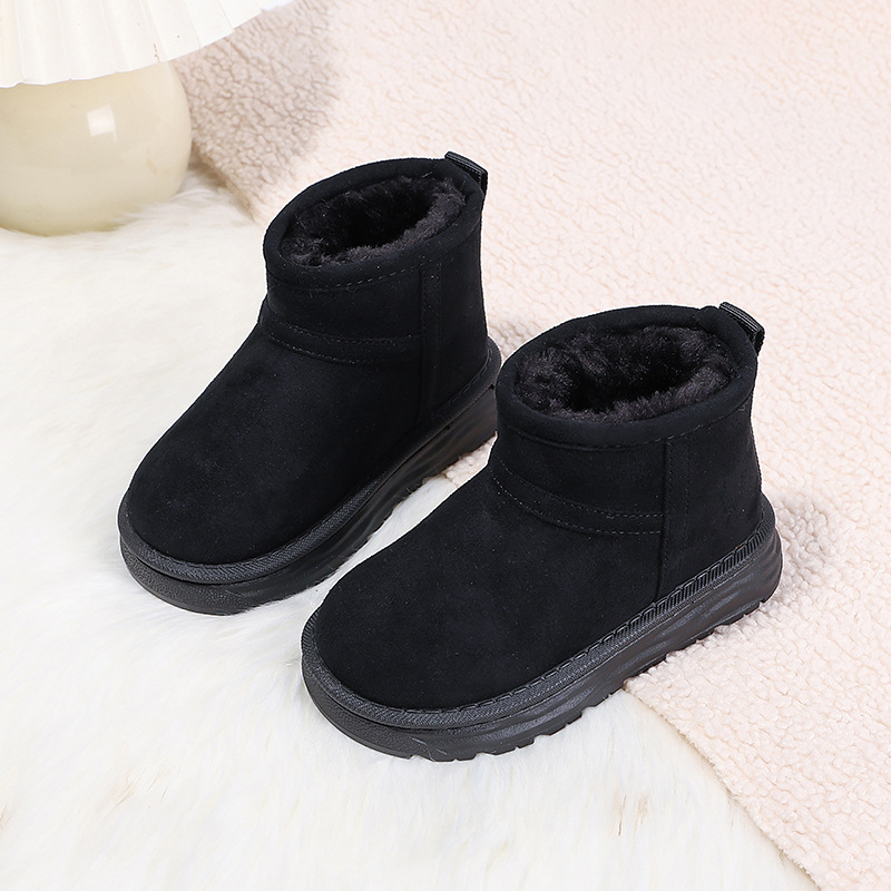 Vaikų žieminiai kulkšnies bateliai iš dirbtinės odos, su fliso pamušalu, anti-slidžiu padu, unisex, 4–16 metų vaikams.