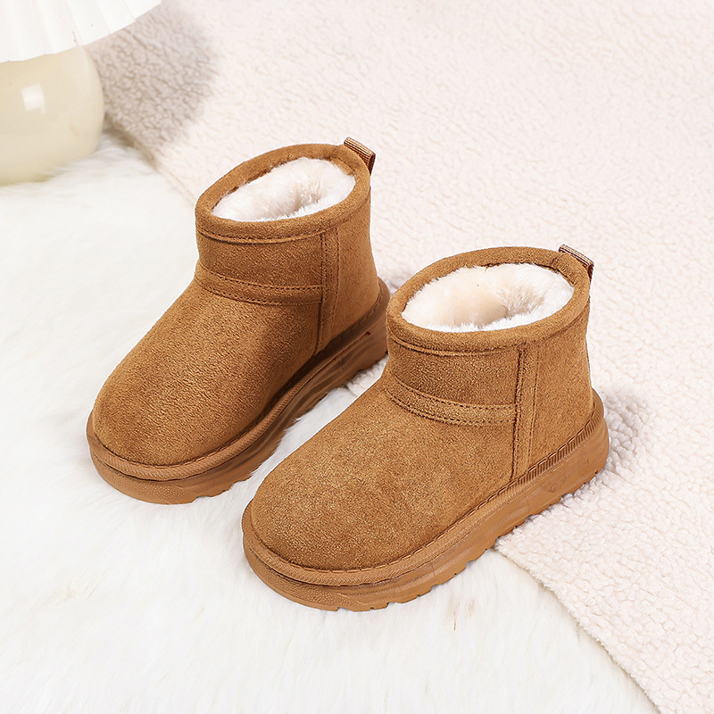 Vaikų žieminiai kulkšnies bateliai iš dirbtinės odos, su fliso pamušalu, anti-slidžiu padu, unisex, 4–16 metų vaikams.