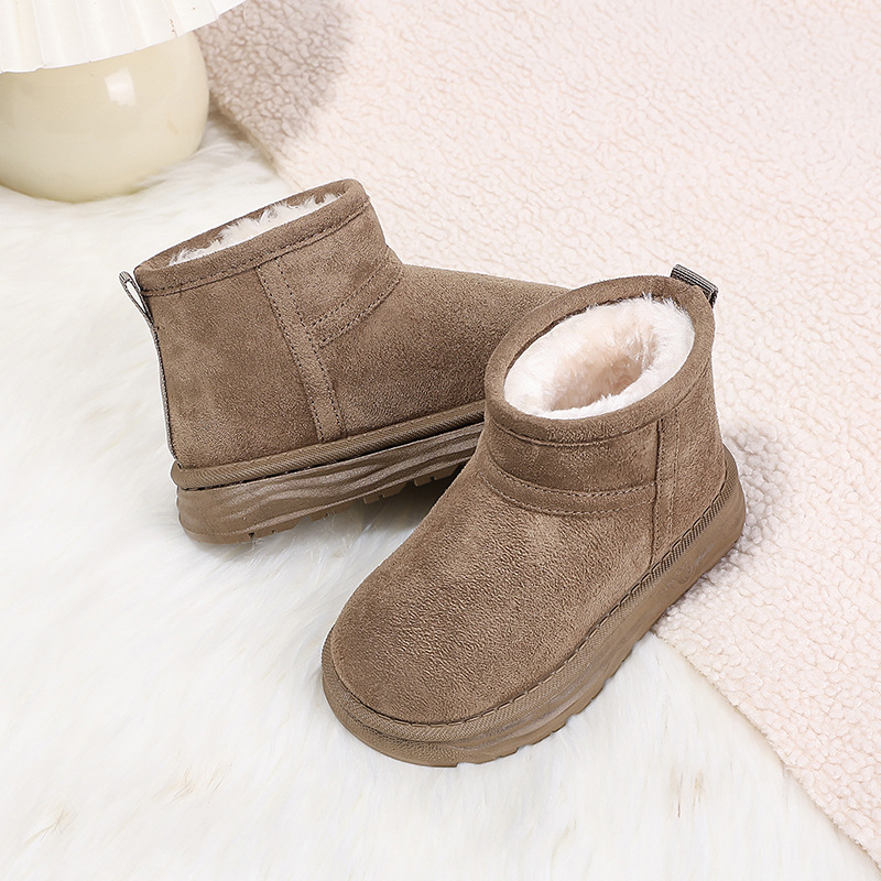 Vaikų žieminiai kulkšnies bateliai iš dirbtinės odos, su fliso pamušalu, anti-slidžiu padu, unisex, 4–16 metų vaikams.