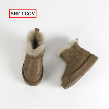 SHEUGGV vaikų sniego batai – atsparūs vandeniui odinės viršutinės dalies, unisex, 1–12 metų, kasdienis stilius