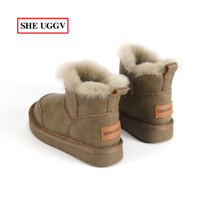 SHEUGGV vaikų sniego batai – atsparūs vandeniui odinės viršutinės dalies, unisex, 1–12 metų, kasdienis stilius