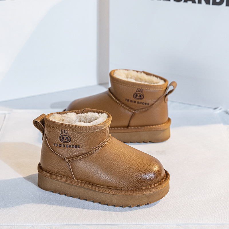 Vaikų kulkšnies aulinukai odiniu viršumi, atsparūs vandeniui, unisex, su šilta pamušalu, amžiaus grupė 4–16 metų, žiema-ruduo