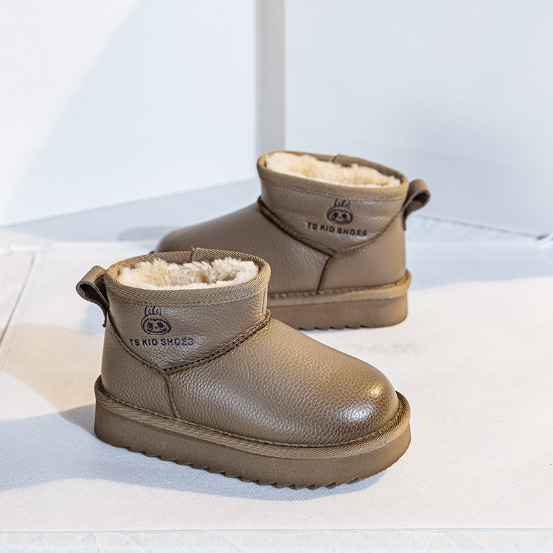 Vaikų kulkšnies aulinukai odiniu viršumi, atsparūs vandeniui, unisex, su šilta pamušalu, amžiaus grupė 4–16 metų, žiema-ruduo