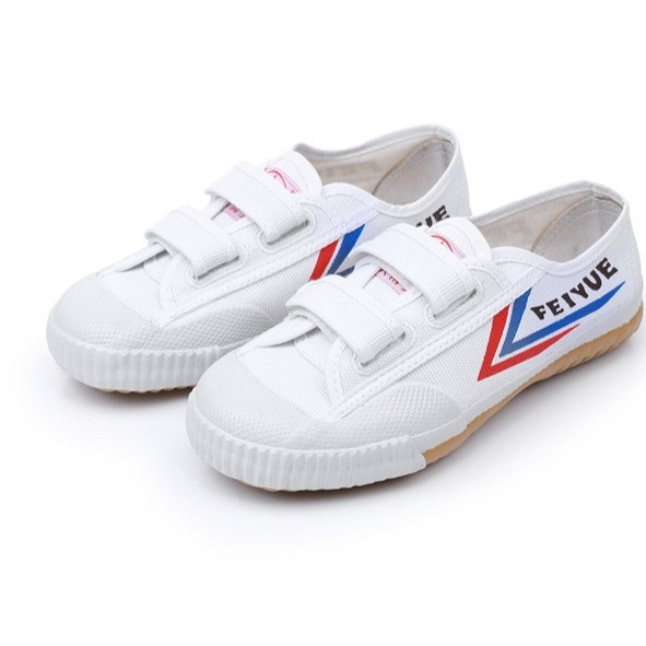 Bērnu Velcro cīņas mākslu kurpes ar elpojošu tehnoloģiju, anti-slīdēšana gumijas zole, kanvas augšdaļa, iekštelpu trenēšanai