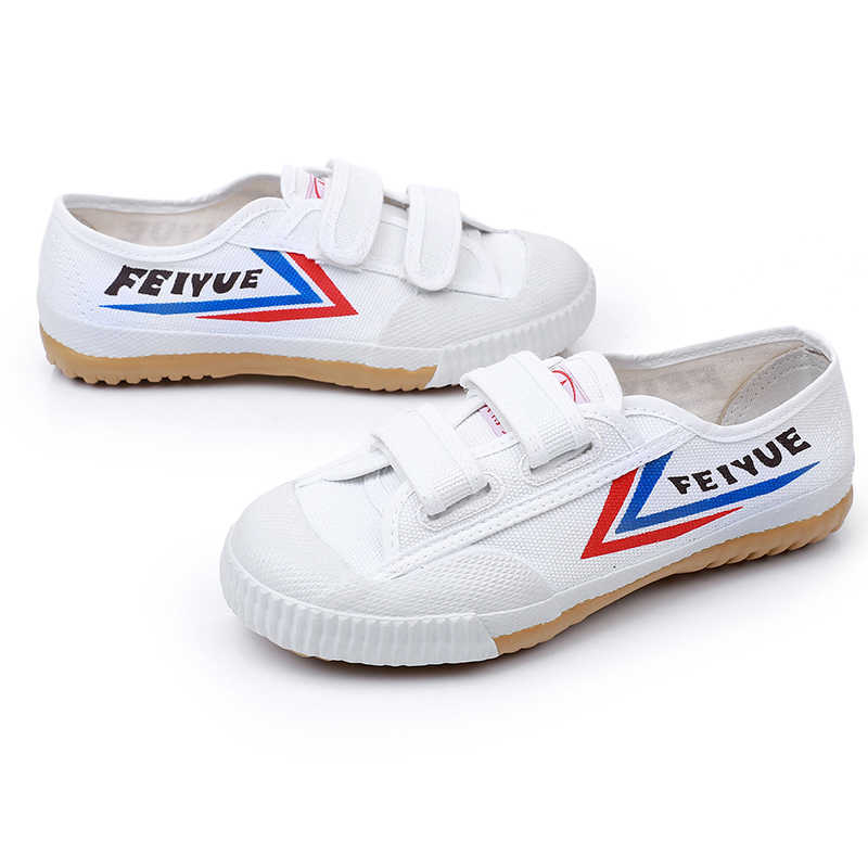 Bērnu Velcro cīņas mākslu kurpes ar elpojošu tehnoloģiju, anti-slīdēšana gumijas zole, kanvas augšdaļa, iekštelpu trenēšanai