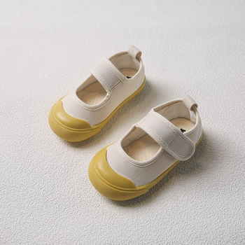 Gyerekeknek készült vászon cipő beltéri használatra Velcro zárással, lélegző felsőrész, gumírozott talp, alacsony szárú, 1–6 éveseknek