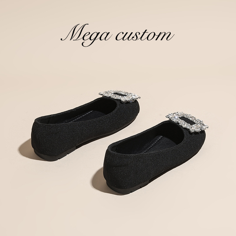 Lányoknak szóló lapos talpú cipő – négyszögletes orral és kövekkel, vászon felsőrész, gumitalp, légáteresztő és csúszásmentes, mind a négy évszakra, 4–16 éveseknek