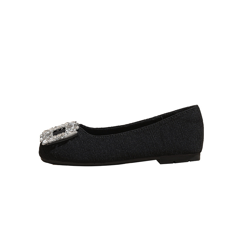 Lányoknak szóló lapos talpú cipő – négyszögletes orral és kövekkel, vászon felsőrész, gumitalp, légáteresztő és csúszásmentes, mind a négy évszakra, 4–16 éveseknek