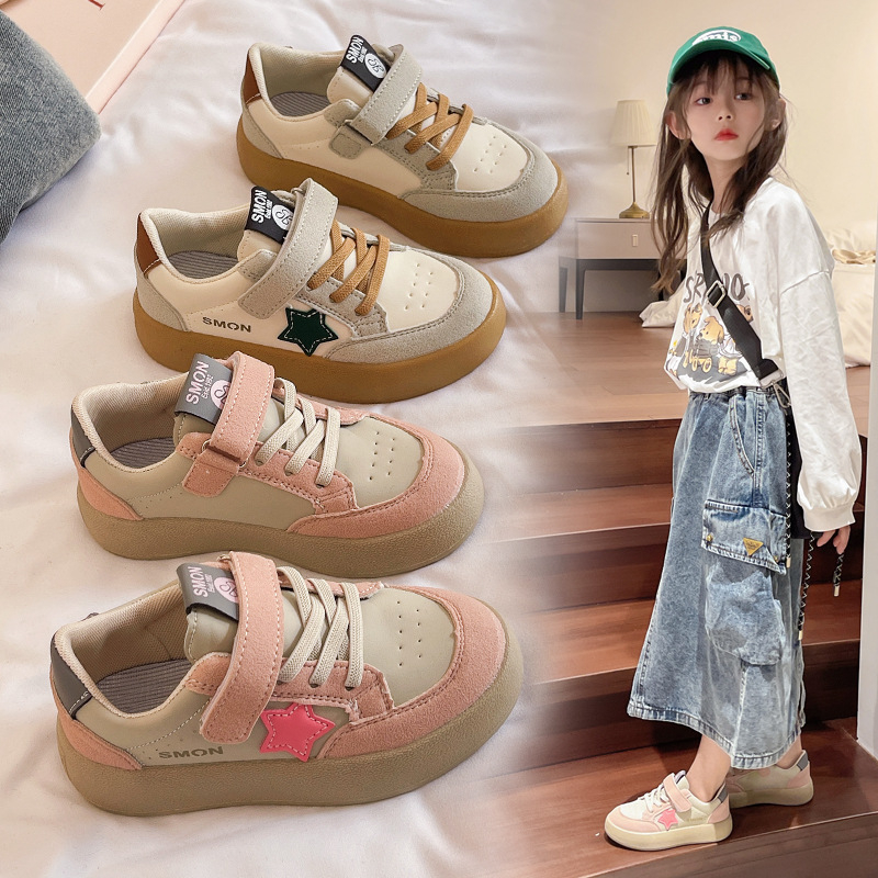 Dječje casual tenisice za djevojčice s platformom od kanvas materijala, ručno oslikan uzorak, Velcro zatvarač, niski gornji dio, gumeni đon, korejski stil
