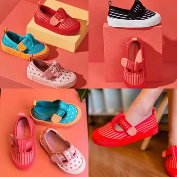 Pantofi sport de copii din canvas, cu Velcro, stil coreean, talpă din cauciuc, buline