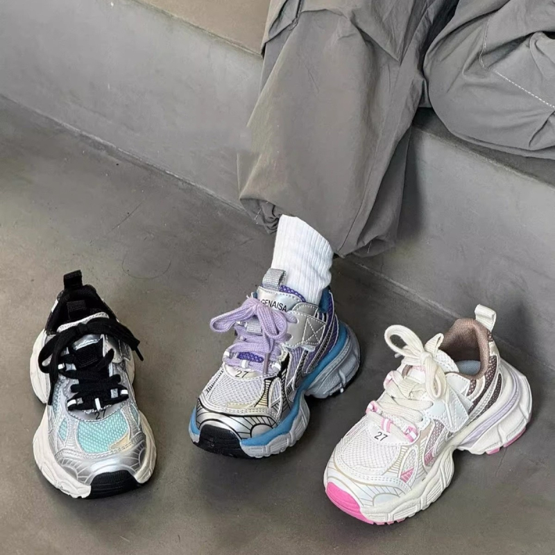 Pantofi pentru copii Dad Shoes – ușori, partea superioară din piele microfibră și plasă, închidere Velcro, talpă din cauciuc, primăvara 2025