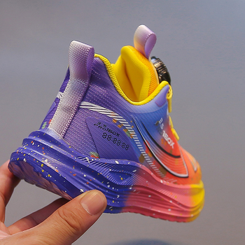 Pantofi de baschet pentru copii, unisex, partea superioară din plasă, talpă PVC, lansare toamnă 2025