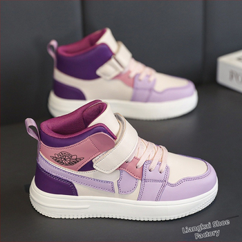 Dievčenské platformové tenisky s vysokým vrškom, Velcro zapínanie, sieťovaná vrchná časť, gumová podrážka