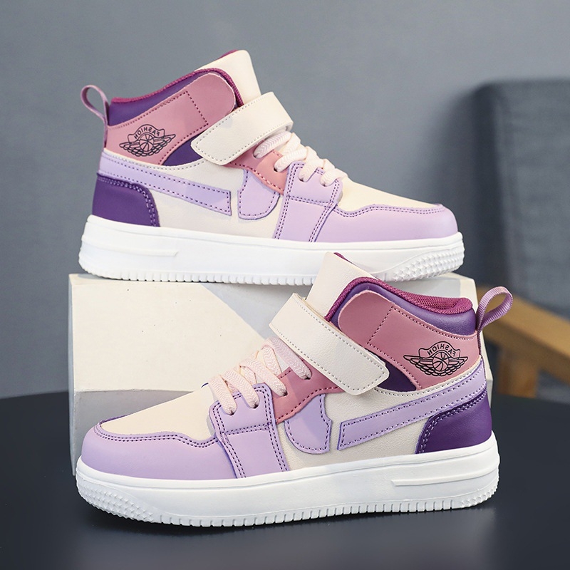 Dievčenské platformové tenisky s vysokým vrškom, Velcro zapínanie, sieťovaná vrchná časť, gumová podrážka