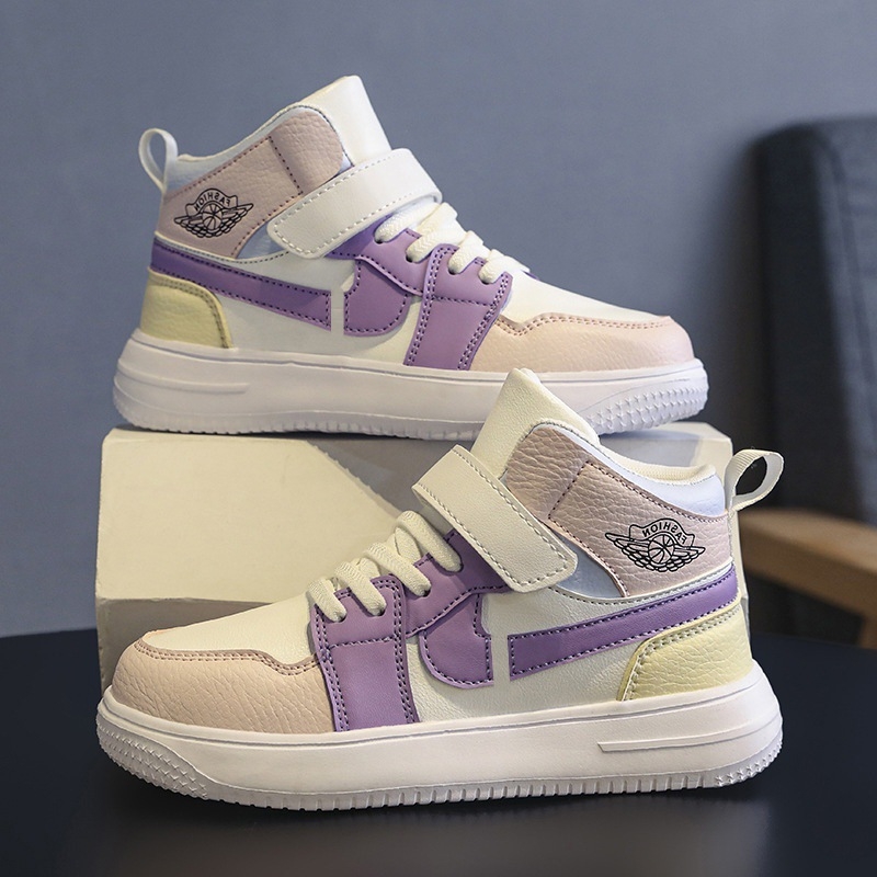 Dievčenské platformové tenisky s vysokým vrškom, Velcro zapínanie, sieťovaná vrchná časť, gumová podrážka