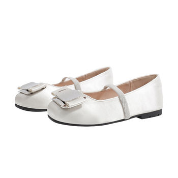 Dječje satenske balerinke s kvadratnim vrhom, slip-on, gumeni potplat, PU ulošak, protuklijazno
