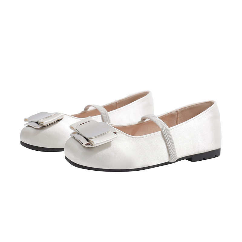 Dječje satenske balerinke s kvadratnim vrhom, slip-on, gumeni potplat, PU ulošak, protuklijazno