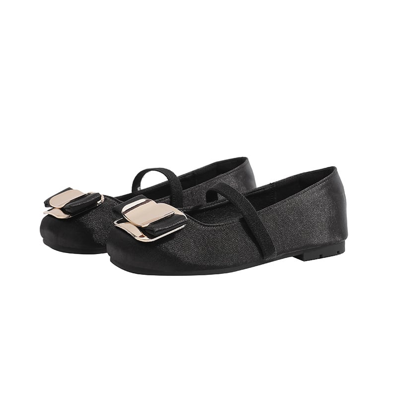 Dječje satenske balerinke s kvadratnim vrhom, slip-on, gumeni potplat, PU ulošak, protuklijazno