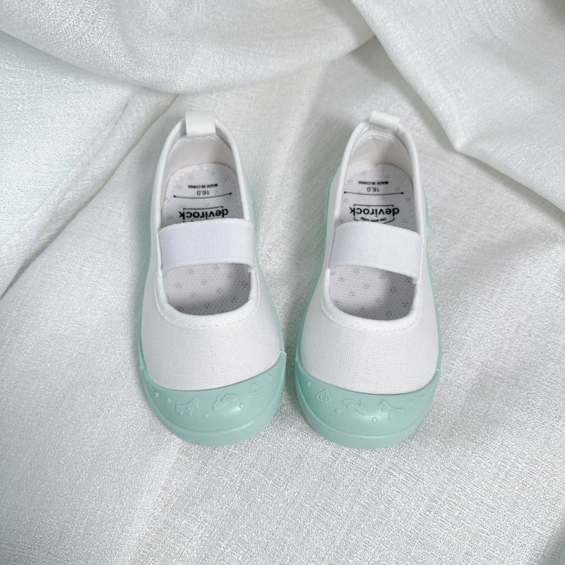 Unisex dječje unutarnje plesne cipele s Velcro kopčom, platneni gornji dio, plastična potplata, prozračne, protuklizne (platneni gornji dio; plastična potplata; Velcro; prozračne; protuklizne)