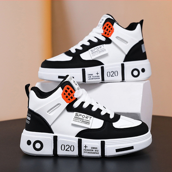 Detské vysoké tenisky s hrubšou podrážkou – syntetická koža, nepremokavé, gumová podrážka, sieťovinová podšívka, jesenn-zima