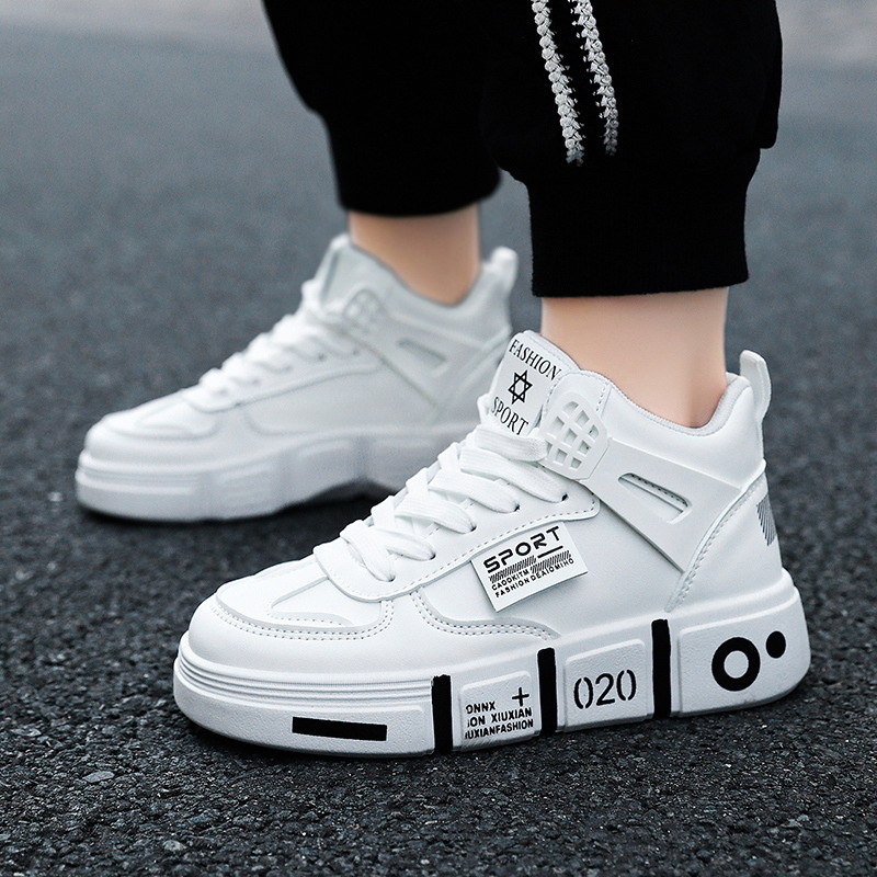 Detské vysoké tenisky s hrubšou podrážkou – syntetická koža, nepremokavé, gumová podrážka, sieťovinová podšívka, jesenn-zima