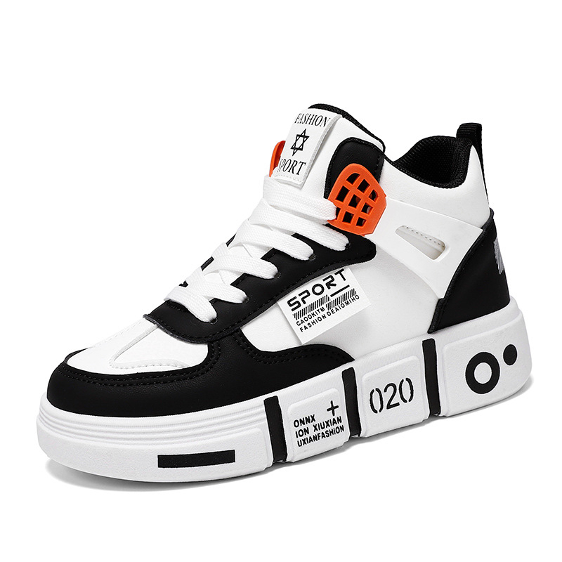 Detské vysoké tenisky s hrubšou podrážkou – syntetická koža, nepremokavé, gumová podrážka, sieťovinová podšívka, jesenn-zima