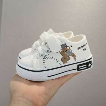 Dječje platnene tenisice s Velcro kopčanjem, srednje visine, unisex, za 4–6 godina, cartoon uzorak, gumeni potplat
