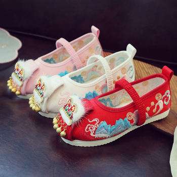 Dievčenské ručne vyrobené etnické textilné topánky, inšpirované Hanfu, horný diel zo saténovej látky, elastické zapínanie, priedušné a protišmykové podrážky