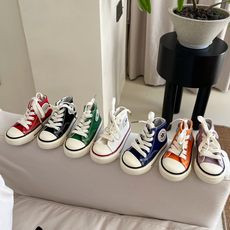 Dječje visoke platnene tenisice sa bočnim zipom, korejski stil, jesen 2025, unisex casual tenisice