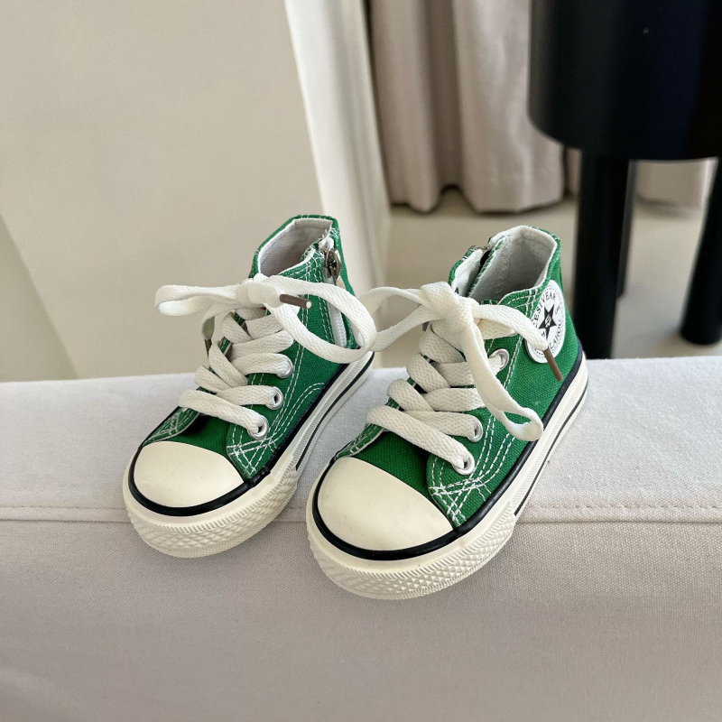 Dječje visoke platnene tenisice sa bočnim zipom, korejski stil, jesen 2025, unisex casual tenisice