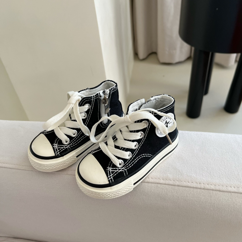 Dječje visoke platnene tenisice sa bočnim zipom, korejski stil, jesen 2025, unisex casual tenisice
