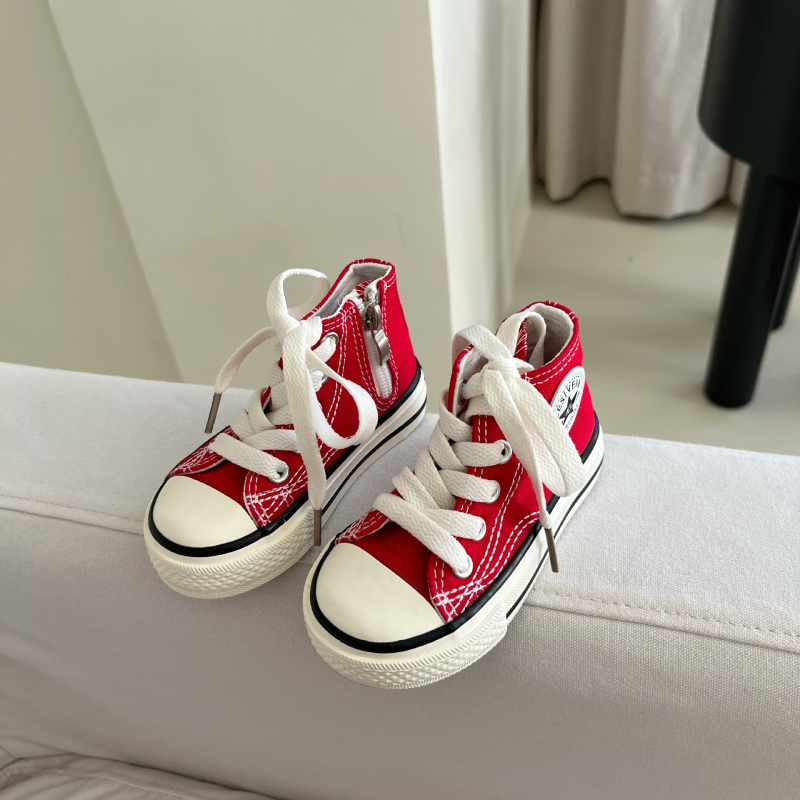 Dječje visoke platnene tenisice sa bočnim zipom, korejski stil, jesen 2025, unisex casual tenisice