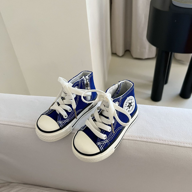Dječje visoke platnene tenisice sa bočnim zipom, korejski stil, jesen 2025, unisex casual tenisice