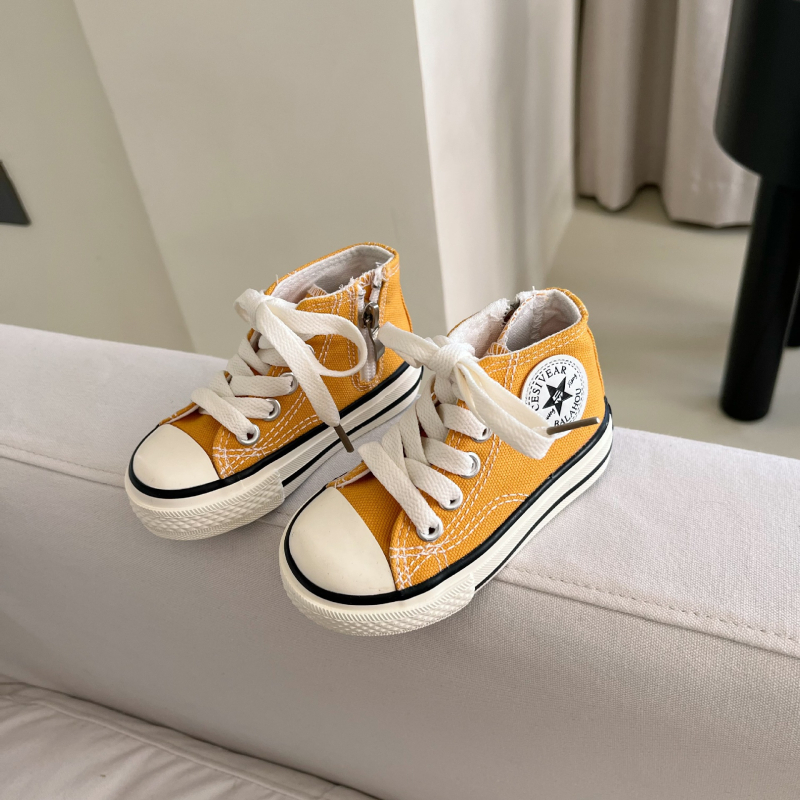 Dječje visoke platnene tenisice sa bočnim zipom, korejski stil, jesen 2025, unisex casual tenisice