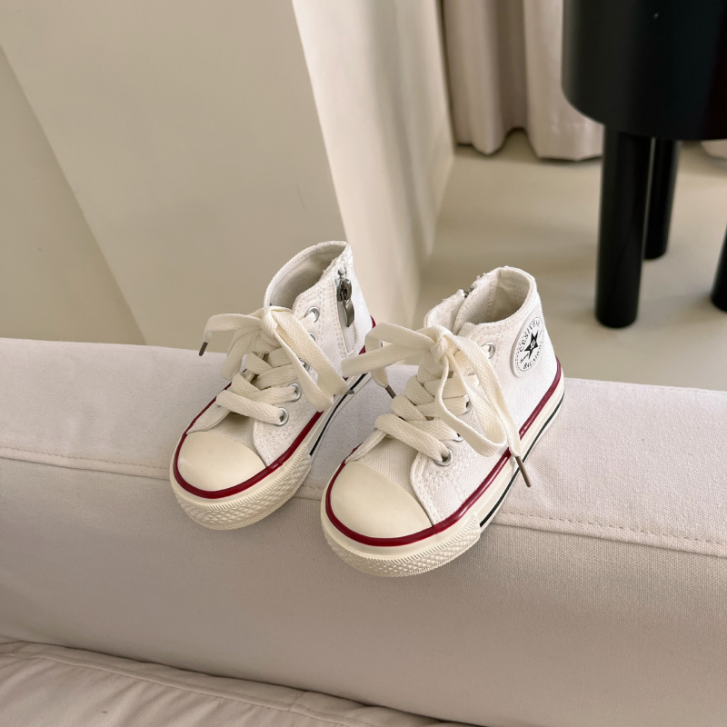 Dječje visoke platnene tenisice sa bočnim zipom, korejski stil, jesen 2025, unisex casual tenisice