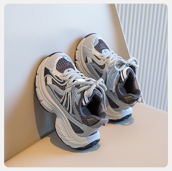 Dječje tenisice za trčanje, unisex, prozračni PU gornji dio, Velcro zatvarač, gumeni potplat