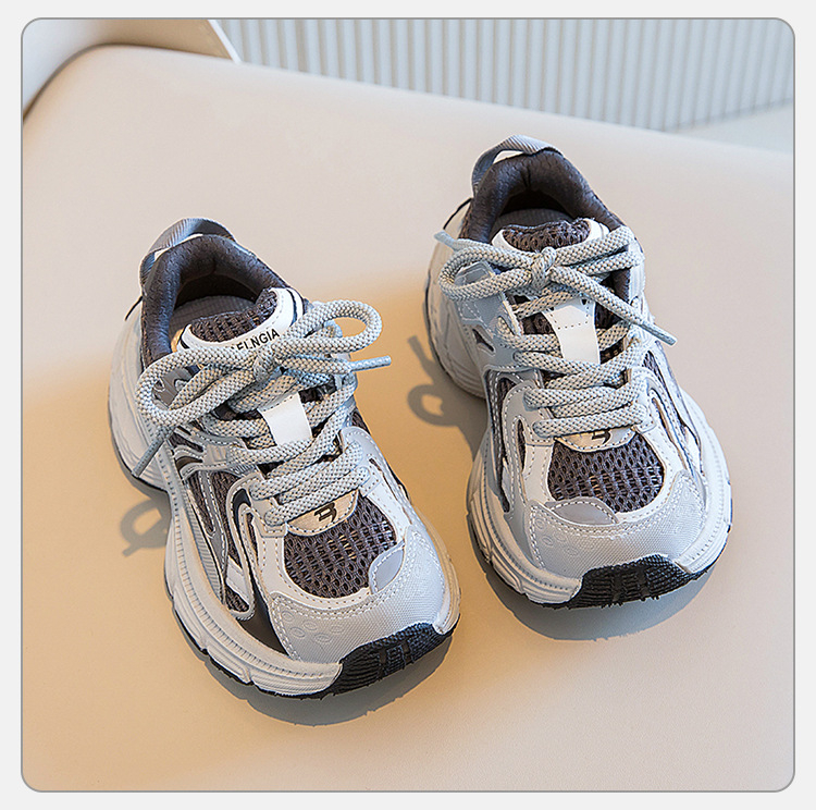 Dječje tenisice za trčanje, unisex, prozračni PU gornji dio, Velcro zatvarač, gumeni potplat