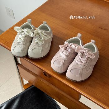 ASMmini Detské tenisky v kórejskom štýle s tenkou podrážkou, nízky vrch, zapínanie na suchý zips, vrchný materiál: mikrovláknová koža + sieťovina, gumová podrážka