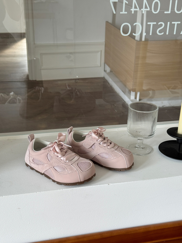 ASMmini Detské tenisky v kórejskom štýle s tenkou podrážkou, nízky vrch, zapínanie na suchý zips, vrchný materiál: mikrovláknová koža + sieťovina, gumová podrážka