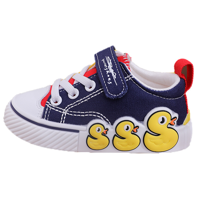 Pantofi de pânză pentru copii cu Velcro, talpă din tendon de vițel, înălțime joasă, design cartoon