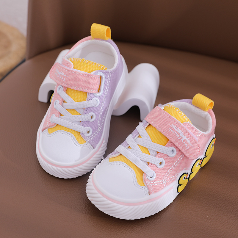 Pantofi de pânză pentru copii cu Velcro, talpă din tendon de vițel, înălțime joasă, design cartoon