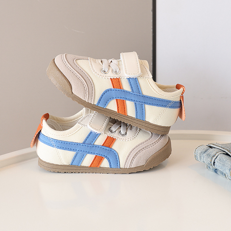 Detské plátenné tenisky s Velcro zatváraním, priedušné, protišmykové, nízky profil, bavlnená vložka