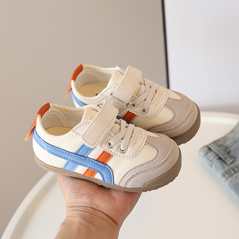 Detské plátenné tenisky s Velcro zatváraním, priedušné, protišmykové, nízky profil, bavlnená vložka