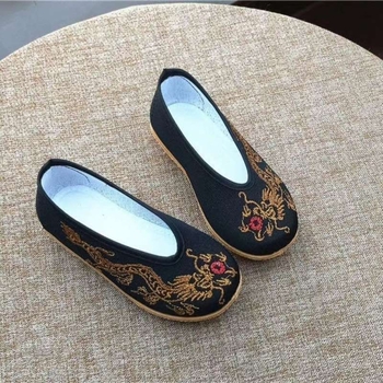 Pantofi Hanfu tradiționali chinezești pentru copii, încălțăminte de scenă brodată, din pânză, partea superioară din bumbac, înălțime medie, vară, pentru copii 1–3 ani