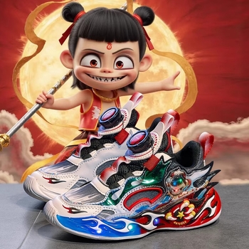 Világító gyerek futócipő, légáteresztő hálós felsőrésszel, könnyű EVA talppal, forgócsattal záródó