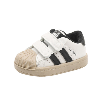 Pantofi de mers pentru copii, partea superioară din piele artificială, talpă din cauciuc, închidere Velcro, căptușeală din plasă, potriviți pentru primăvară și toamnă.