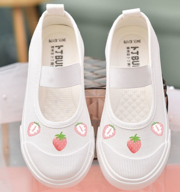 2024 ljeto Dječje bijele Slip-On tenisice – sladak crtani print na platnu