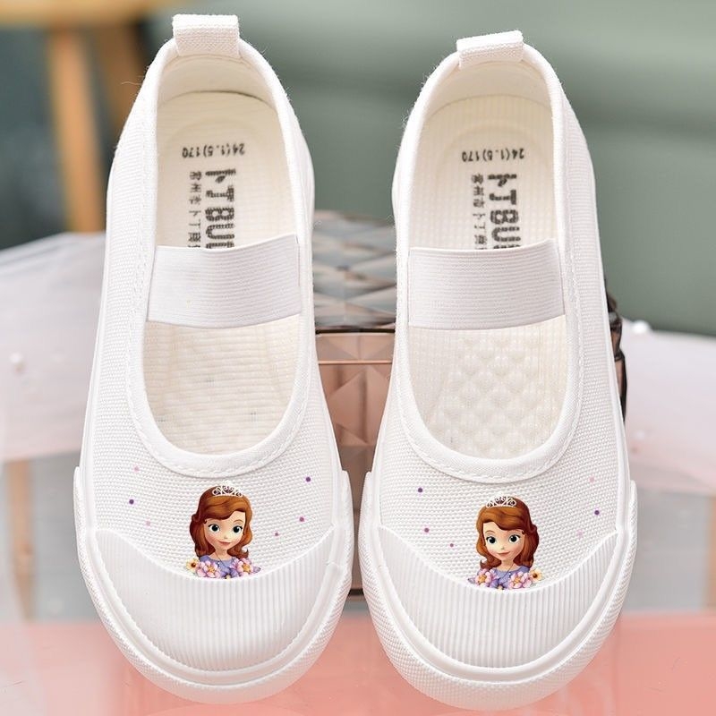 2024 ljeto Dječje bijele Slip-On tenisice – sladak crtani print na platnu