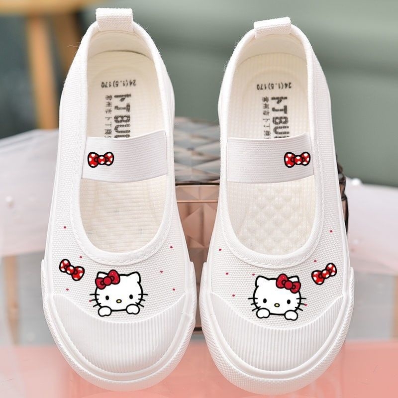 2024 ljeto Dječje bijele Slip-On tenisice – sladak crtani print na platnu