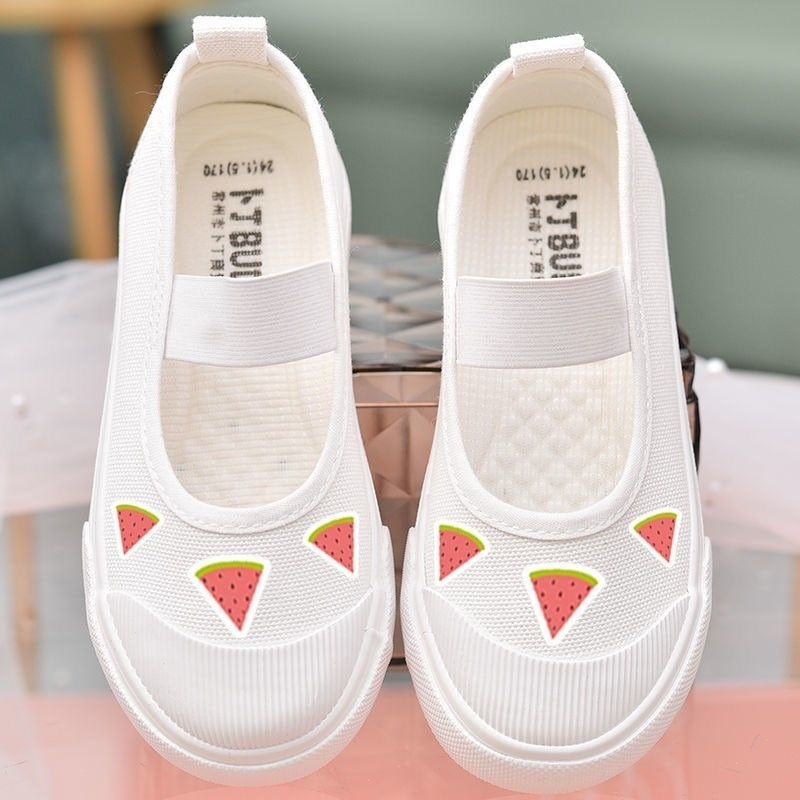 2024 ljeto Dječje bijele Slip-On tenisice – sladak crtani print na platnu